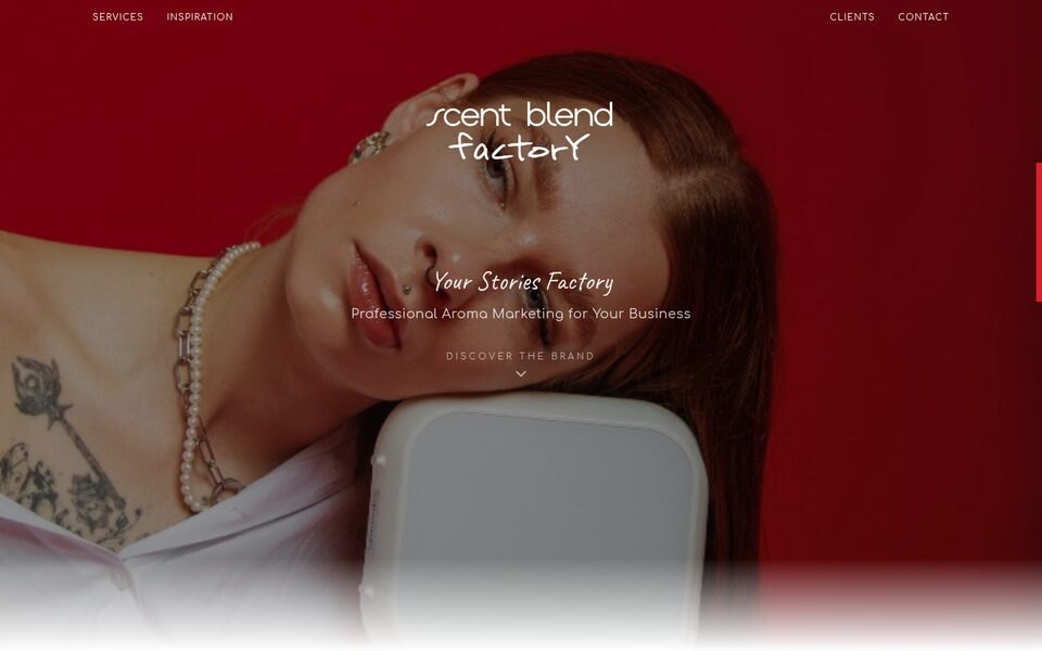 Úvodní stránka webu Scent Blend - voňový marketing pro firmy
